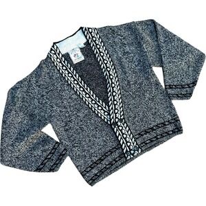 Vintage 90s Hoopla Black White Cardigan Sweater Men’s Small